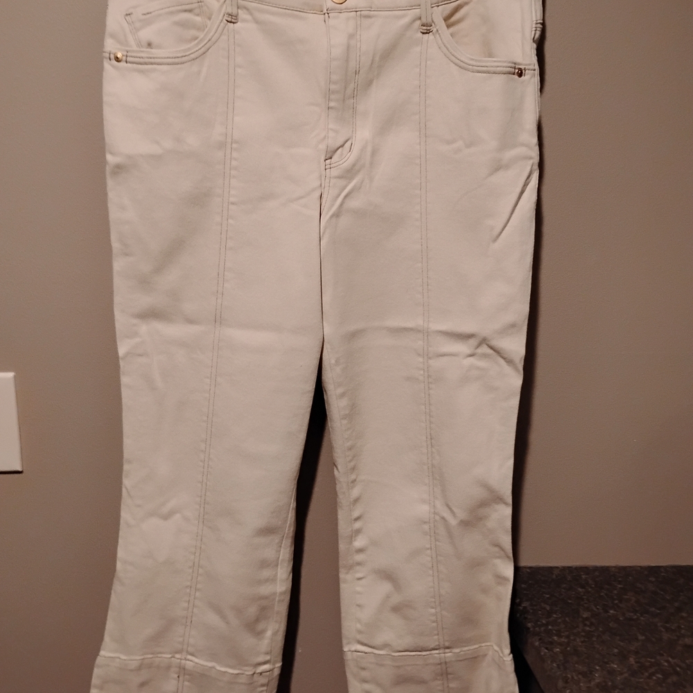 Democracy Women's High Rise Kick Flare Jeans - Cream/Ecru